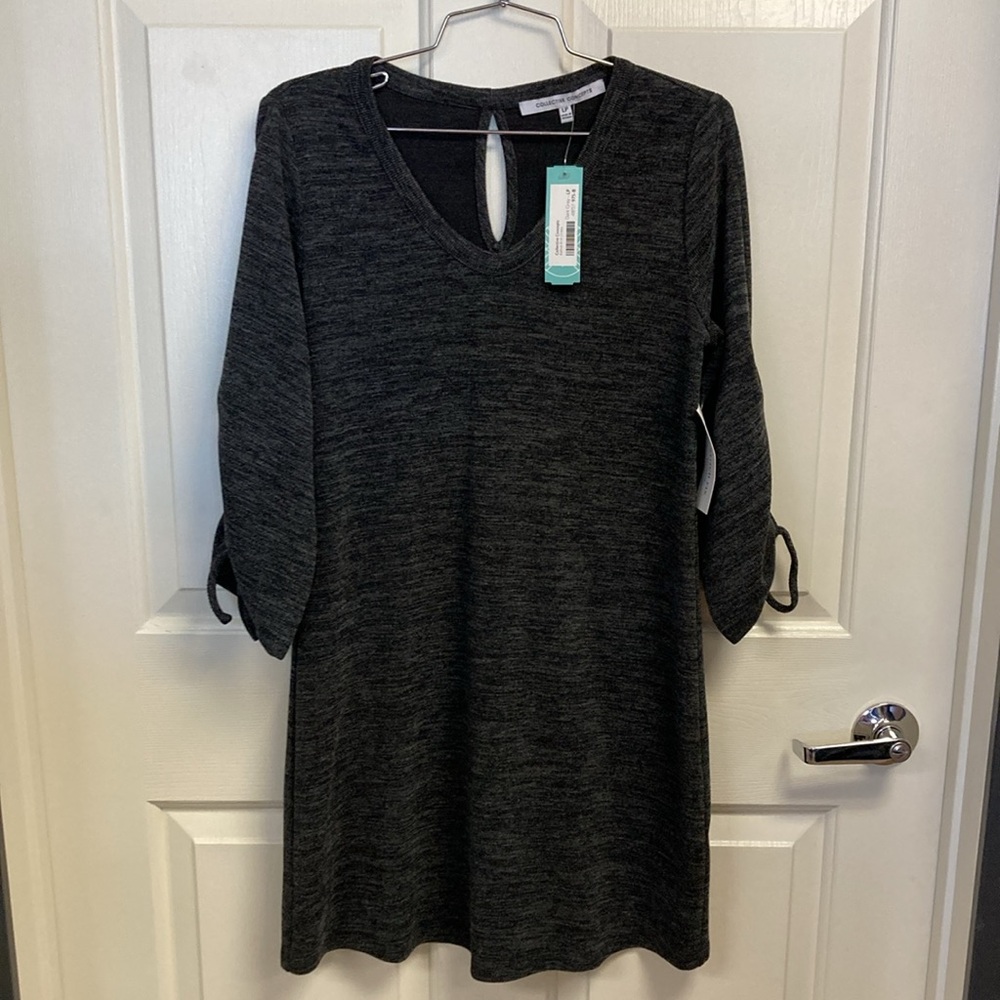 Collective Concepts Dress NWT Size Large Petite Heather dark grey keyhole back